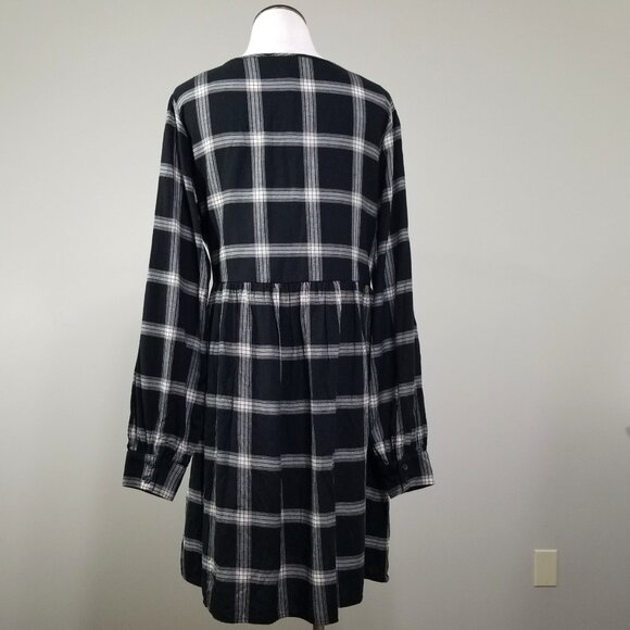 NEW Knox Rose Plaid Flannnel Babydoll Dress L Womens casual Boho Cottagecore - Picture 4 of 9